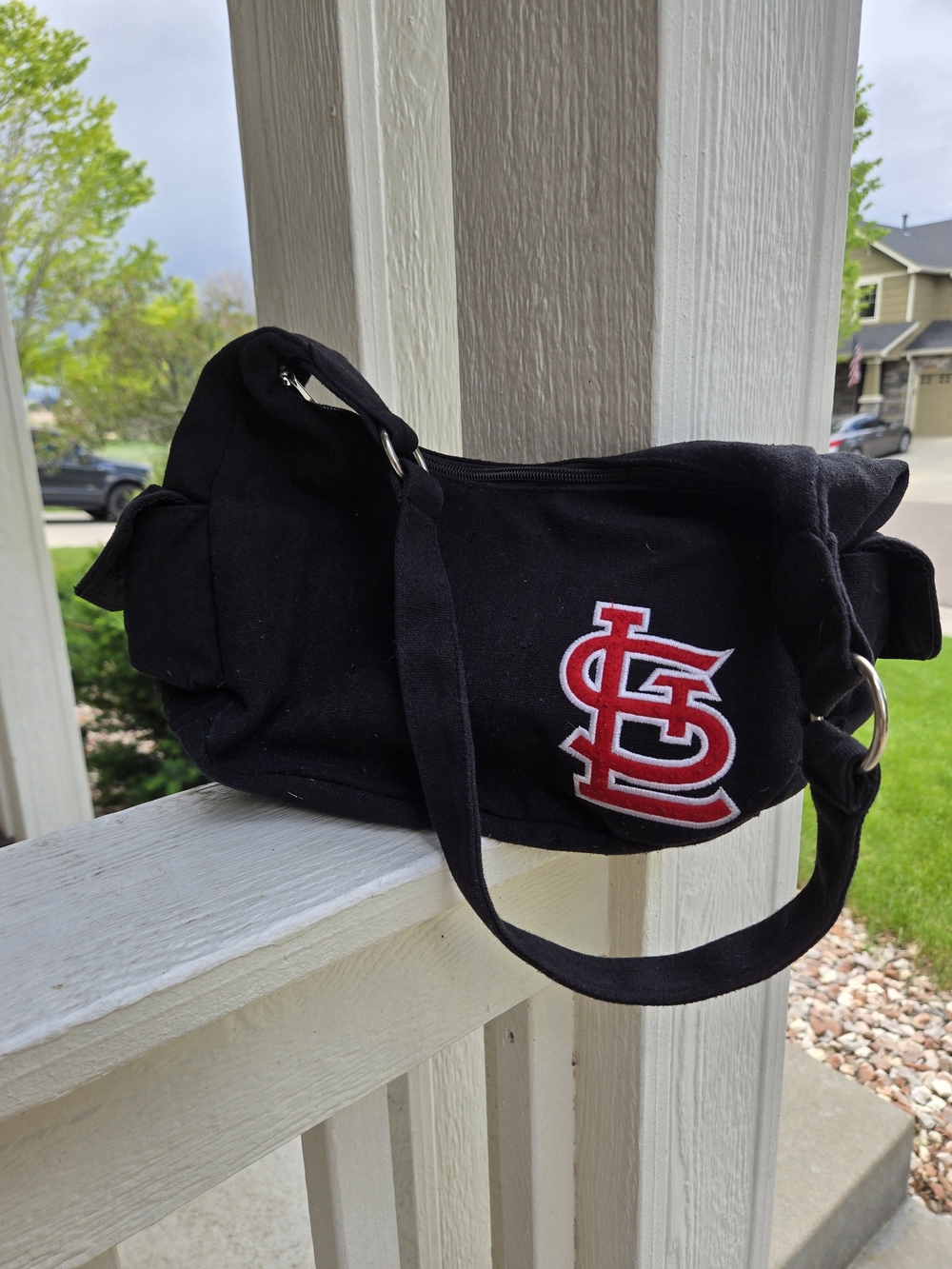 St. Louis Cardinals Black Canvas Shoulder Bag with Red Logo